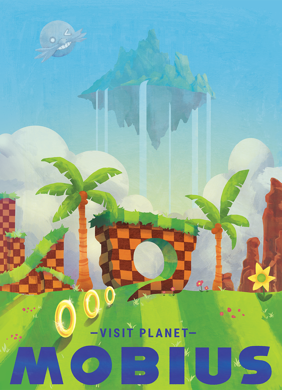 Sonic inspired Travel Poster Illustration
